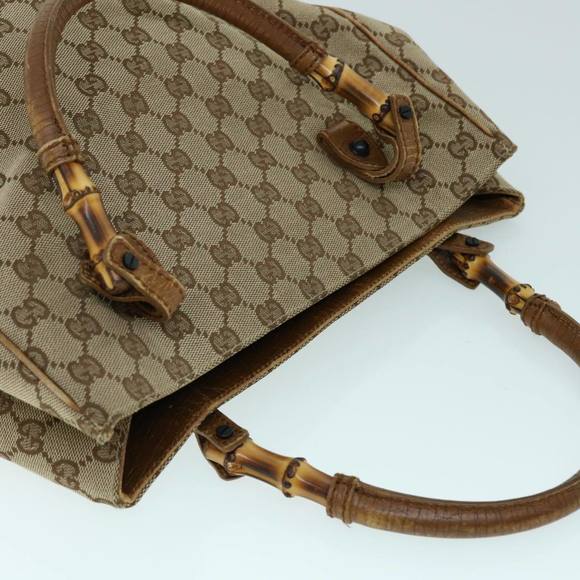 GUCCI GG Canvas Bamboo Hand Bag Beige 112530 Auth yk8569 - Picture 6 of 16